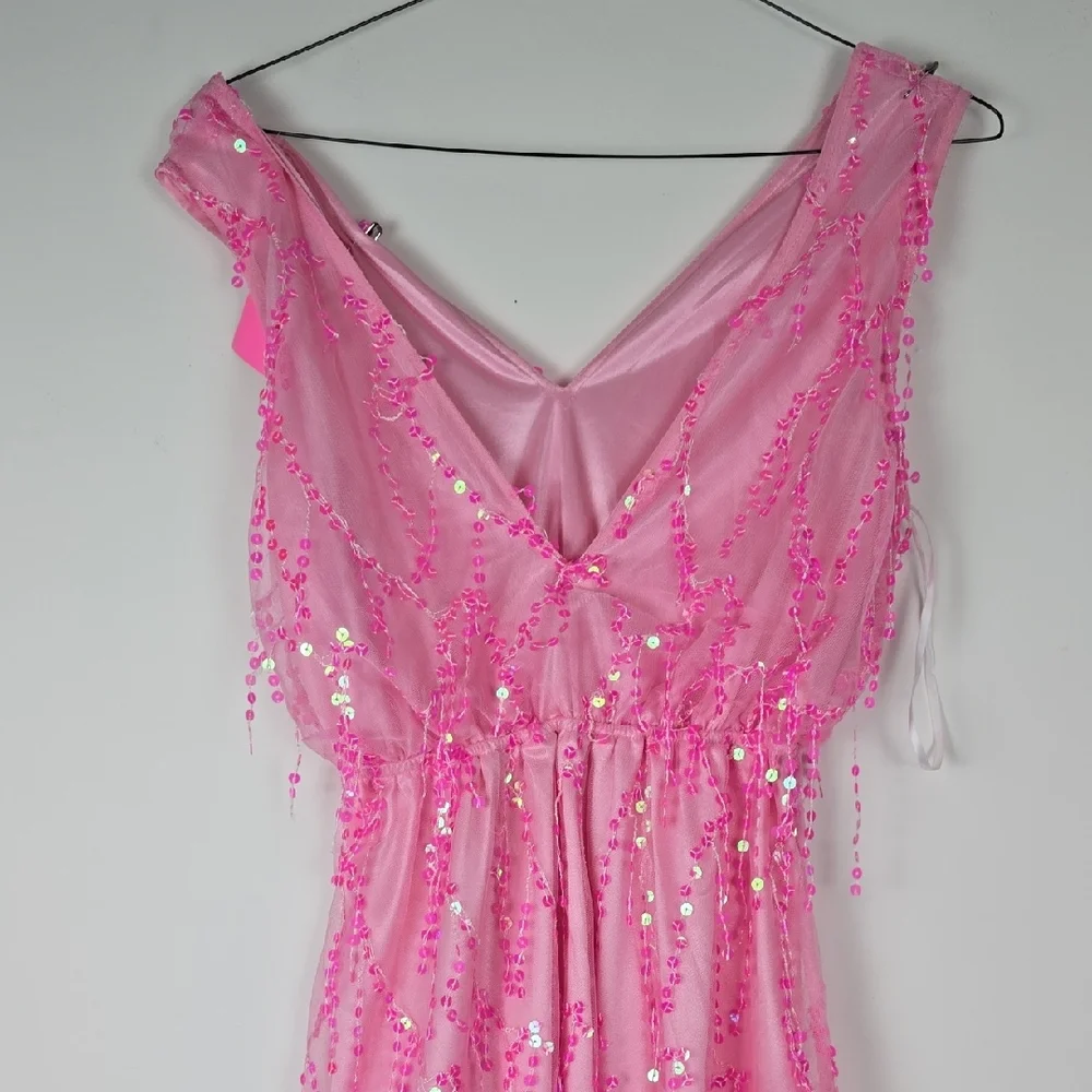 Pink Sequin Womens Dress - Picture 3 of 5
